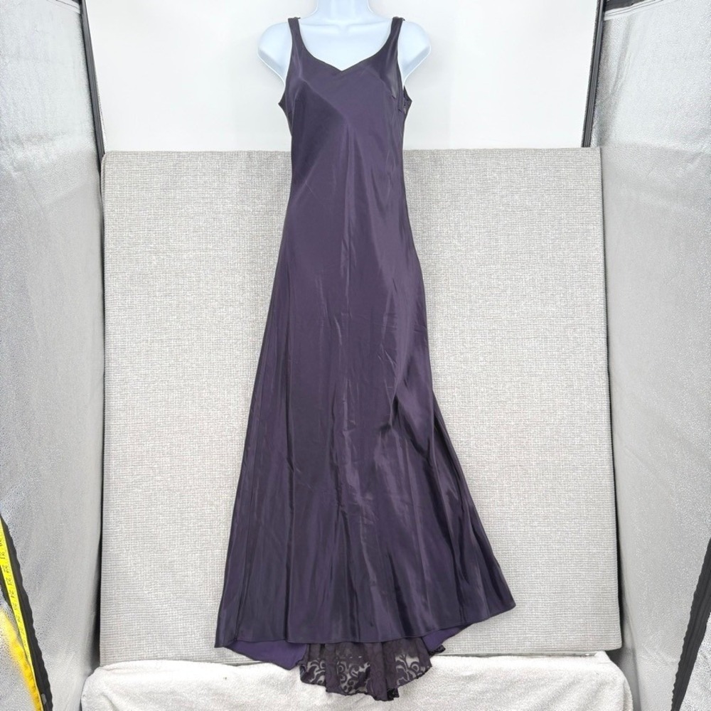Vtg Zum Zum By Niki Livas Maxi Dress Womens S Purple Velvet Devore Back